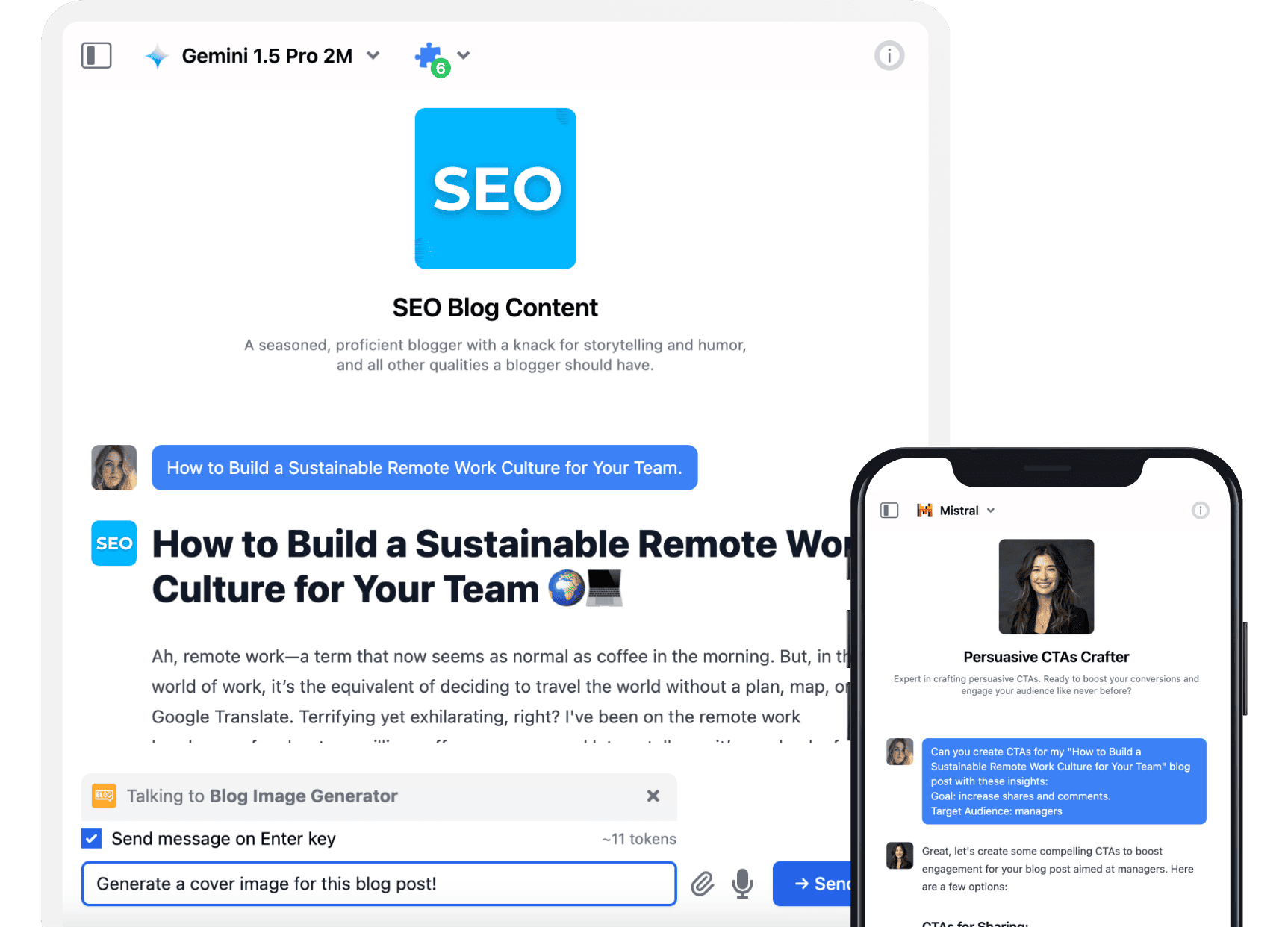 The blog post generation AI agent helps you create engaging and SEO-friendly content quickly.
